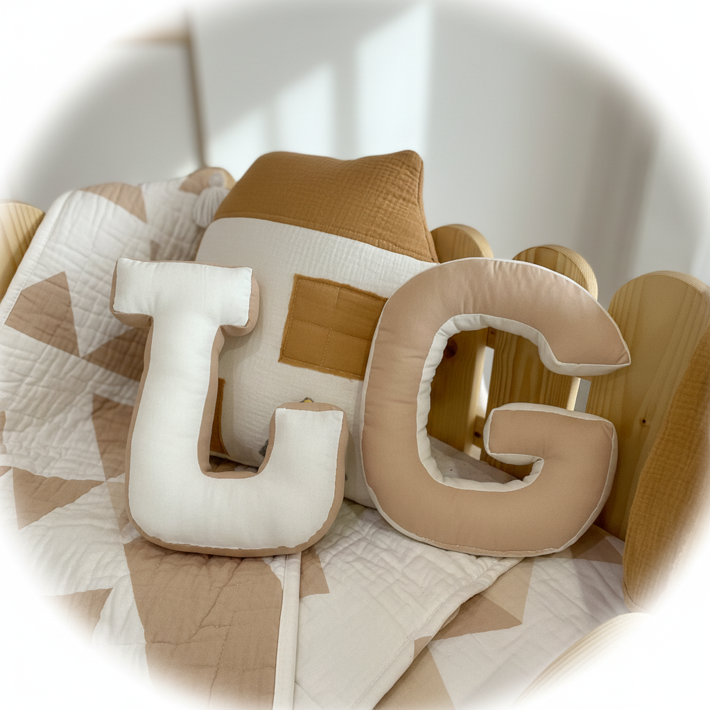 Monogramm Buchstabenkissen, Initialen Geschenkkissen, Kinderzimmer Monogrammkissen, Baby Shower Geschenk