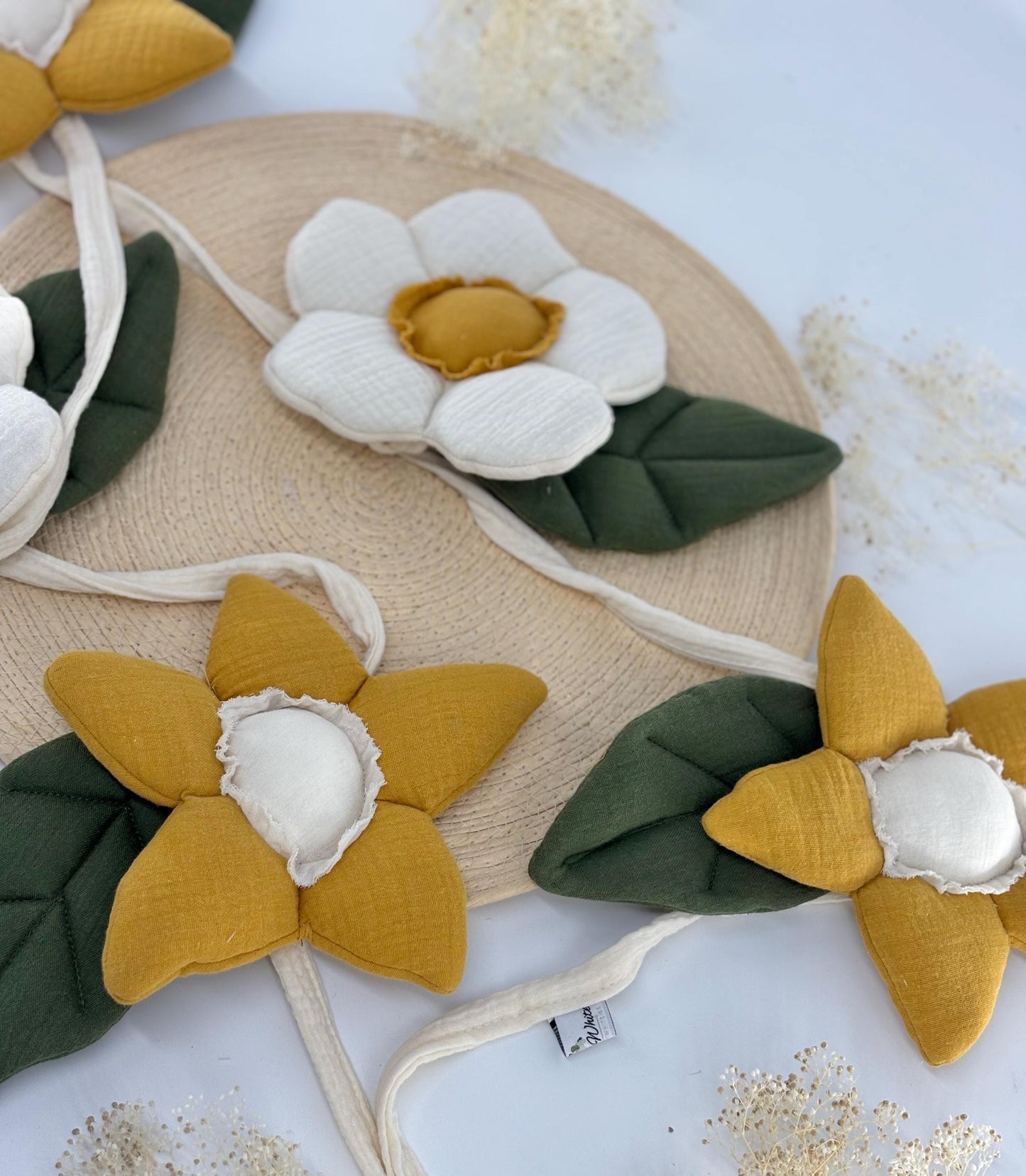 Boho cotton muslin garland | Nursery garland flowers