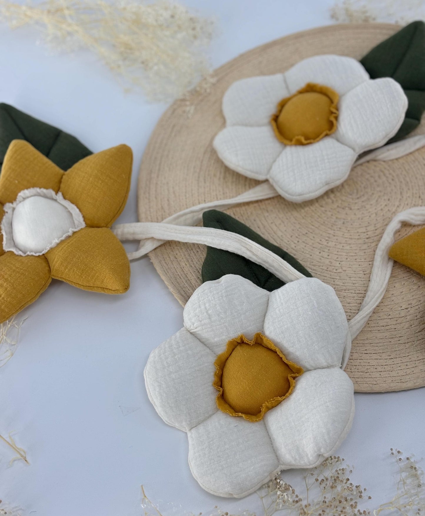 Boho cotton muslin garland | Nursery garland flowers