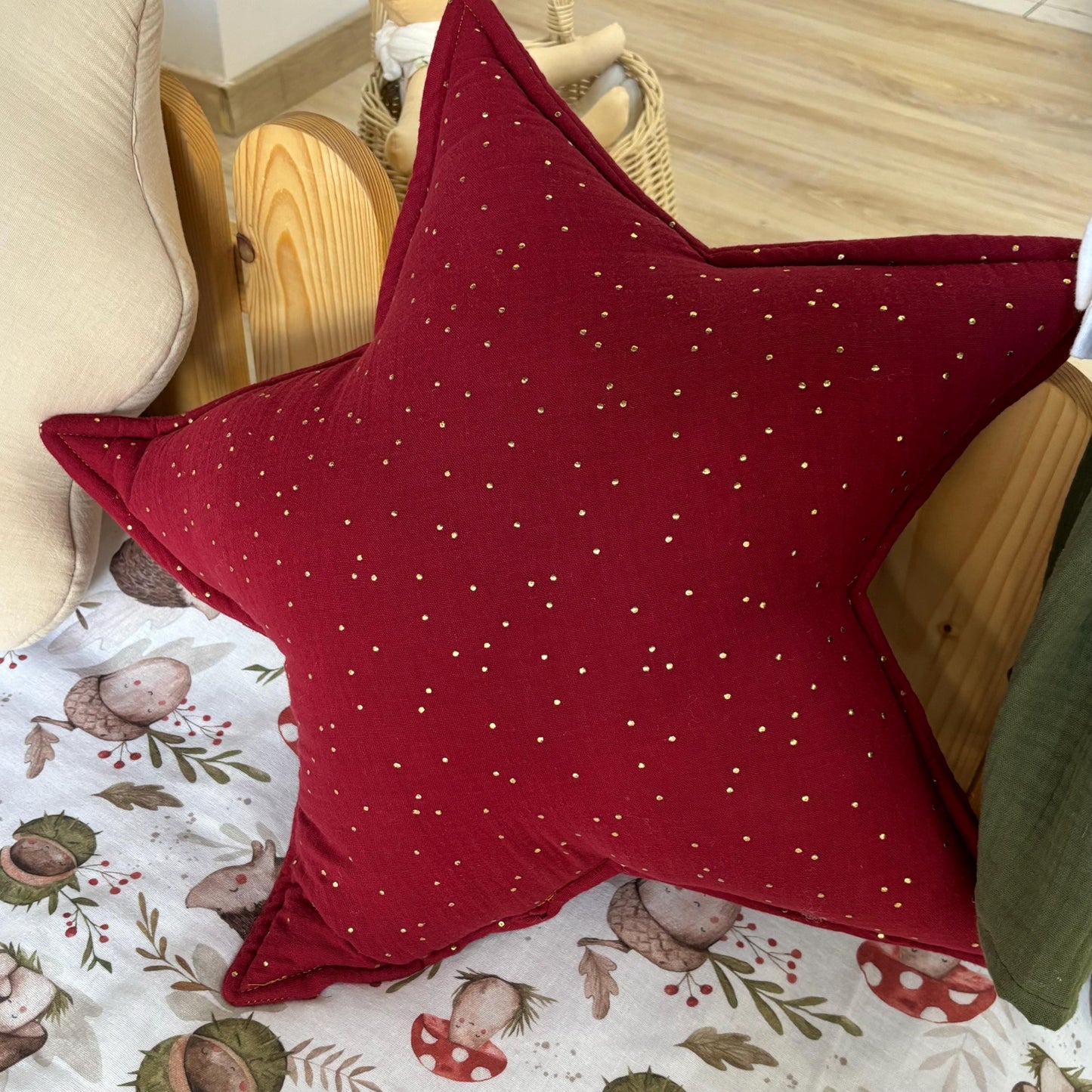 Kids Decorative Forest Friends Pillows, Mushroom Themed Children's Room