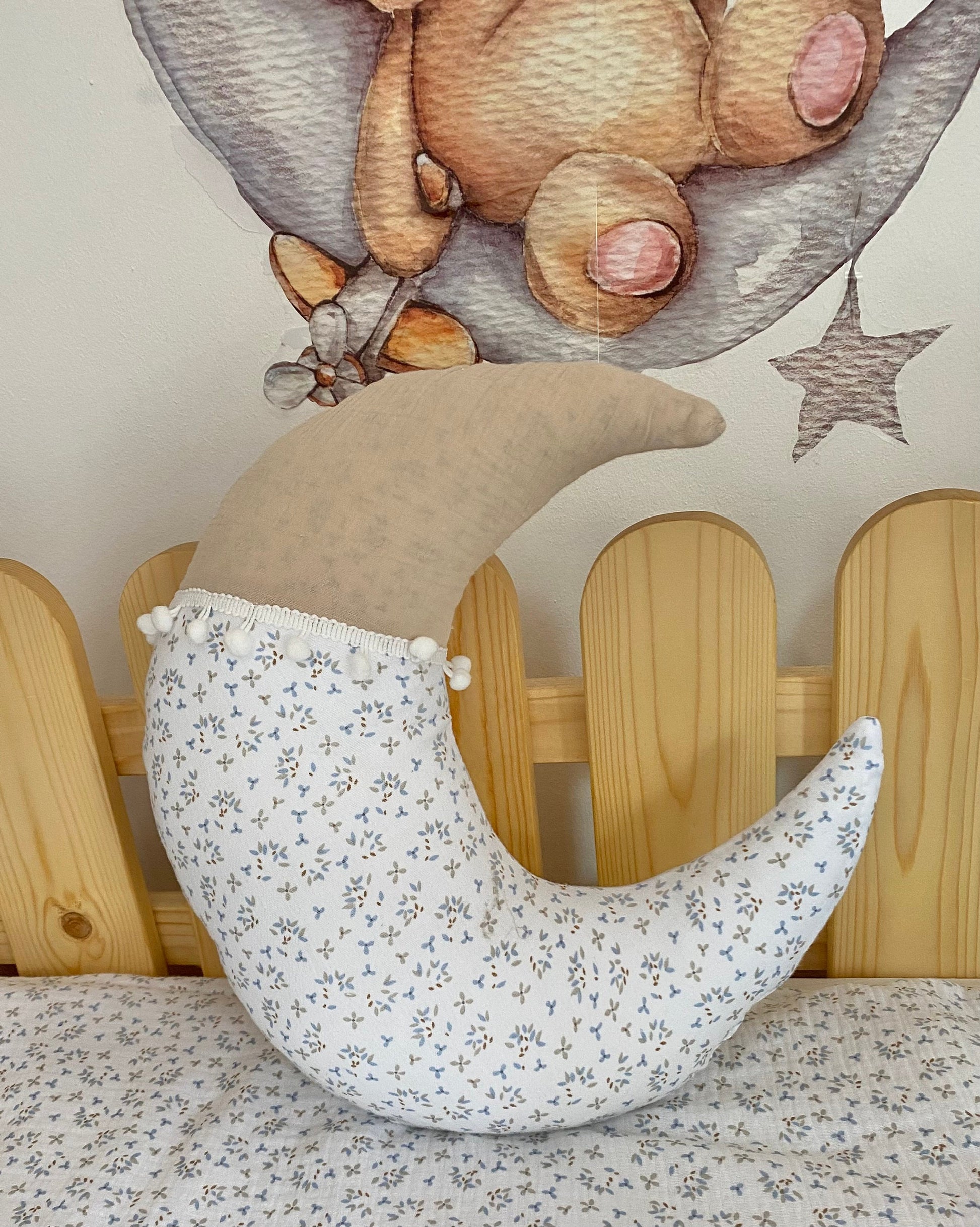 Kids Decorative Pillow Rainbow, Kids Room Decor Cushion Moon