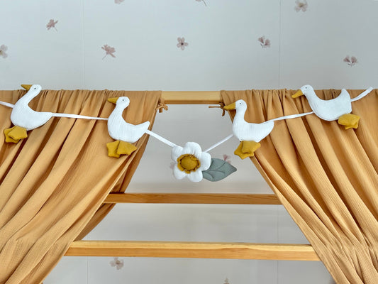 Boho cotton muslin garland , Nursery garland flowers