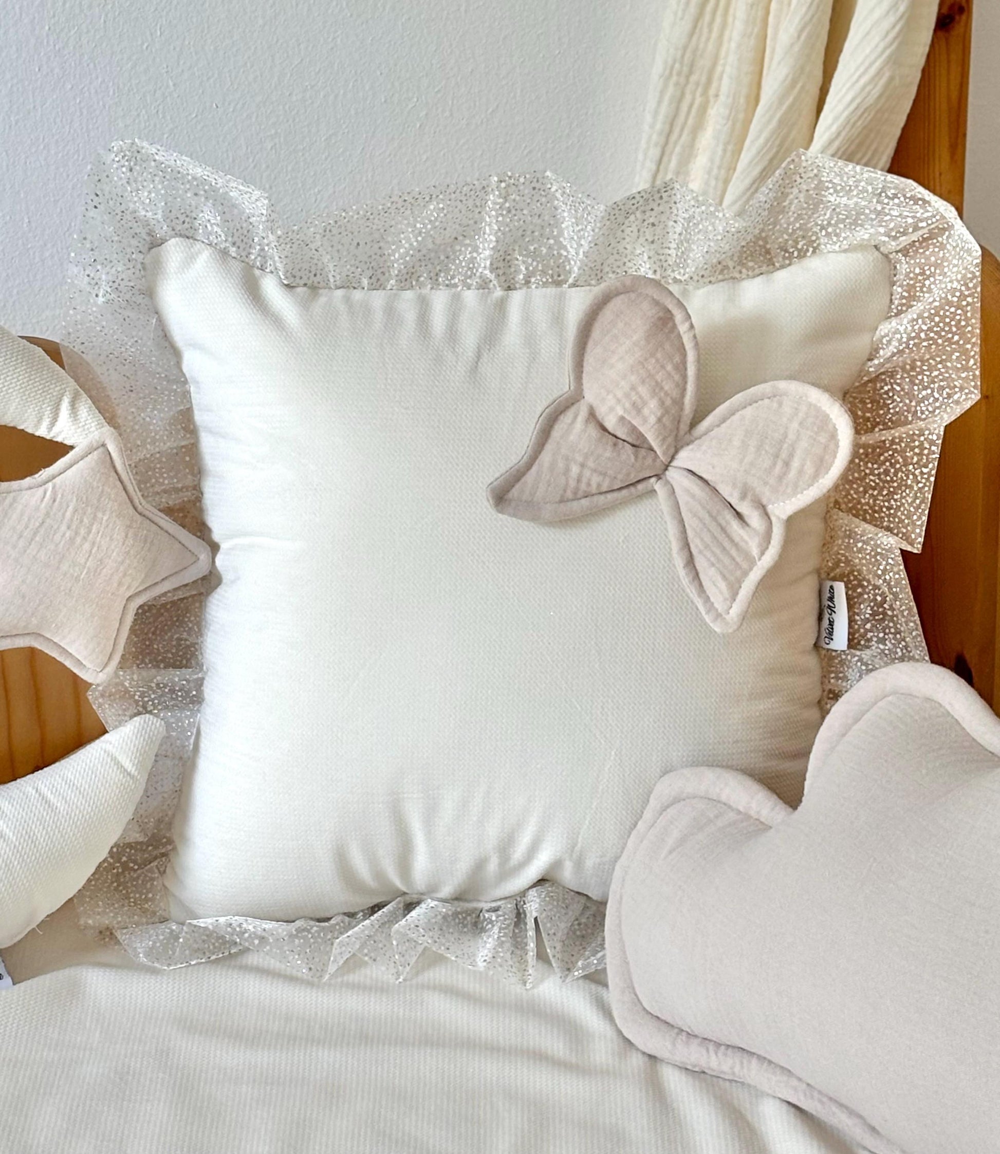 Kids Decorative Pillow, Kids Room Decor Cushion with ruffles