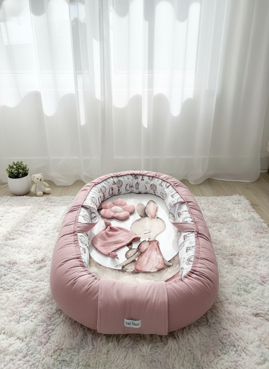 Handmade Baby Nest – Sweet Bunny | Newborn Lounger for Crib