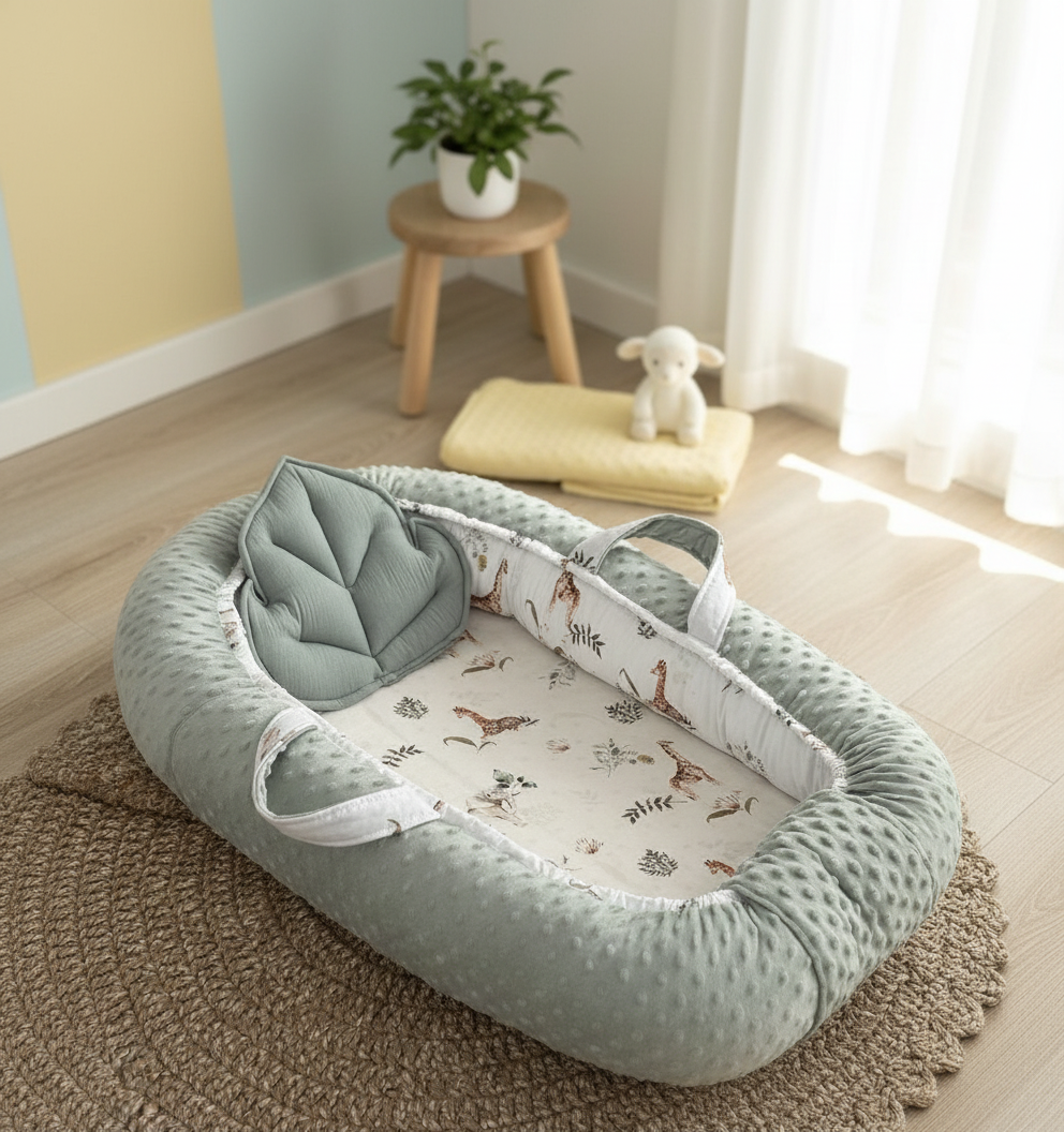 Handmade Baby Nest – Safari Cotton | Newborn Lounger for Crib