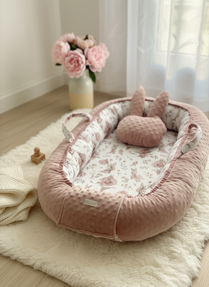 Handmade Baby Nest – Peony Cotton | Newborn Lounger for Crib