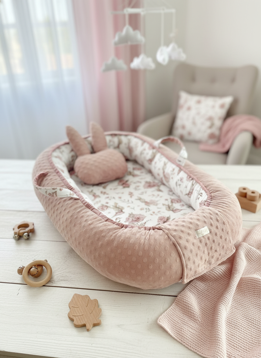 Handmade Baby Nest – Peony Cotton | Newborn Lounger for Crib