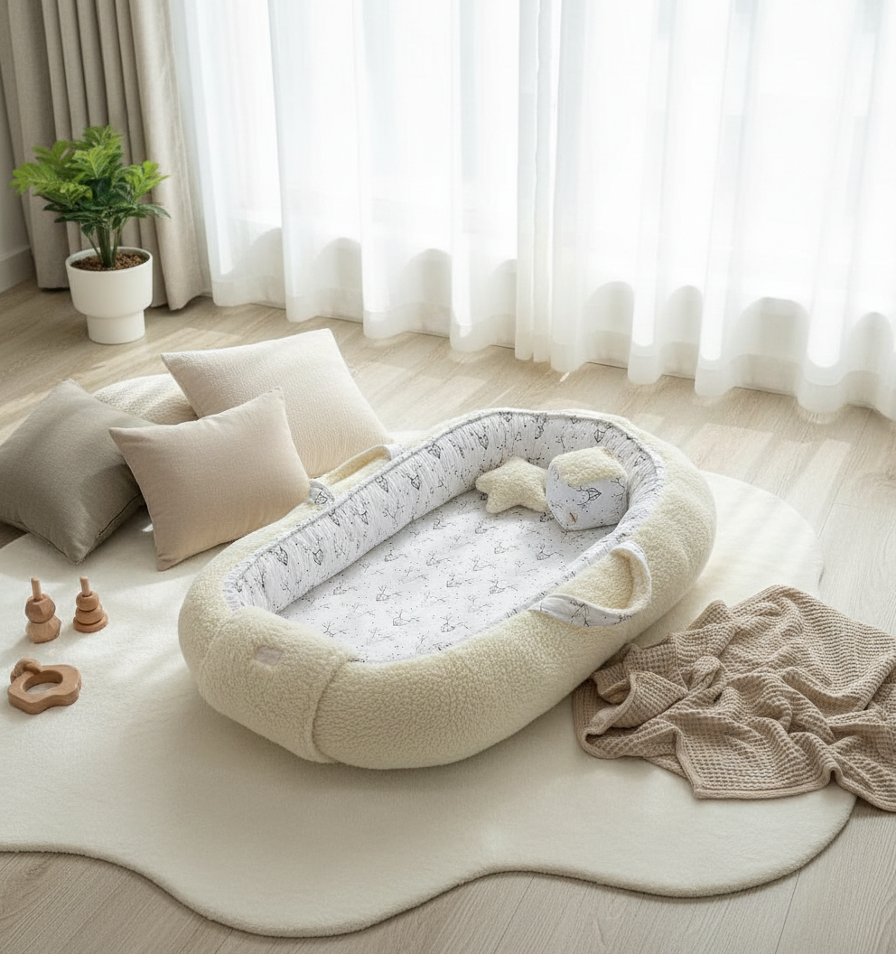 Handmade Baby Nest – Fluffy Cotton | Newborn Lounger for Crib