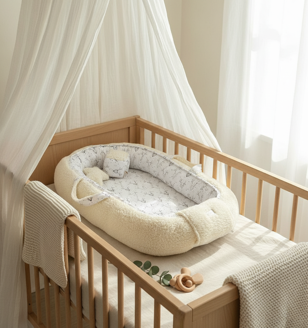 Handmade Baby Nest – Fluffy Cotton | Newborn Lounger for Crib