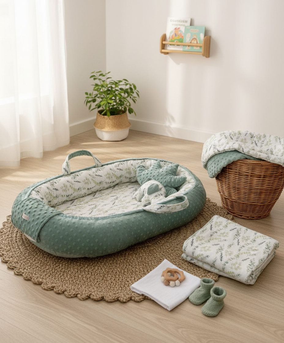 Handmade Baby Nest – Eucalyptus Cotton | Newborn Lounger for Crib