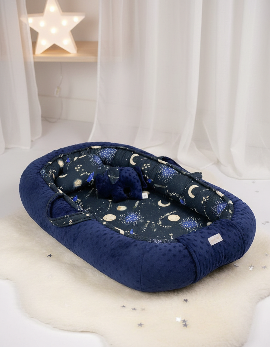 Handmade Baby Nest – Night Sky | Newborn Lounger for Crib