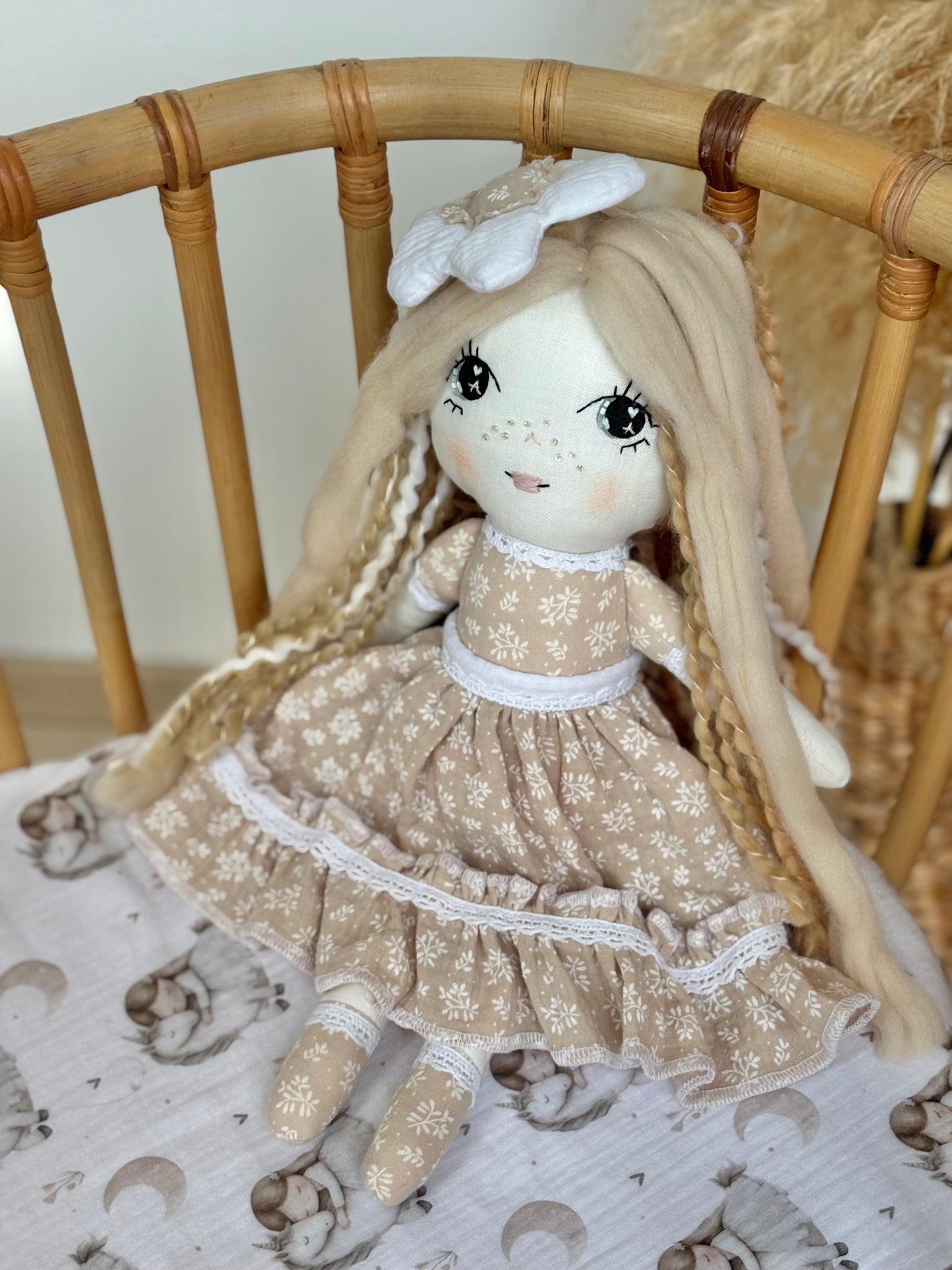 Handmade Cloth Doll – Hand-Stitched Face, Soft Fabric Heirloom Toy