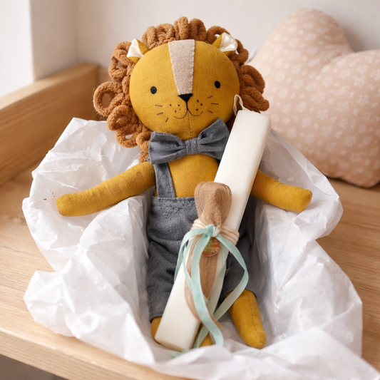 Handmade Lion Easter Candle with Doll