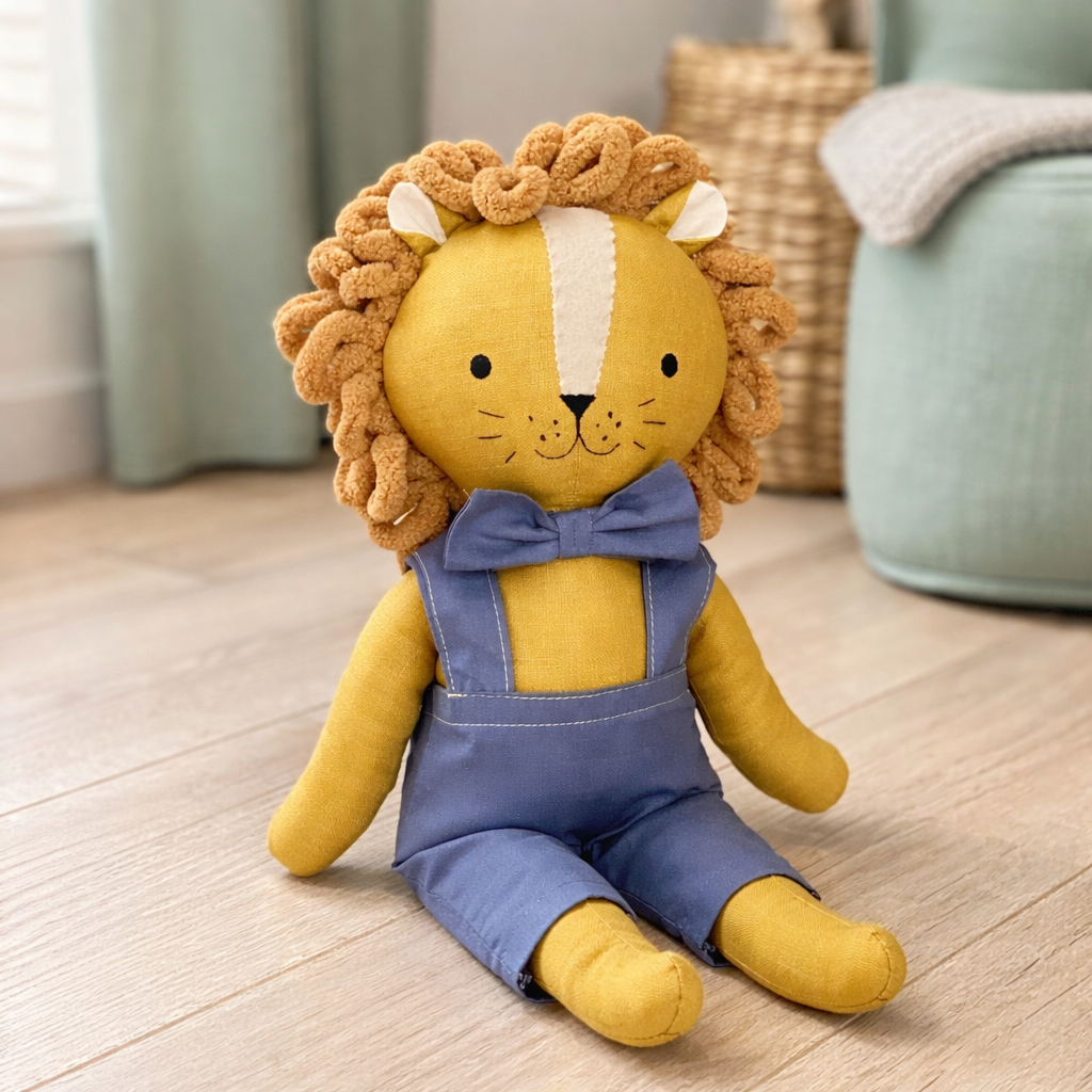 Handmade Lion Doll – Safari Fabric Toy for Kids Room Decor